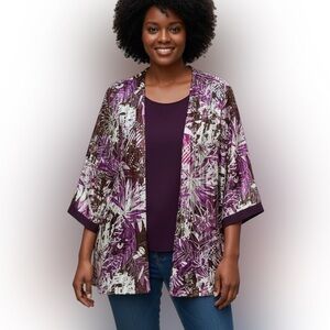 R&M Richards Purple Floral Suit jacket with Attached Top Size 24W